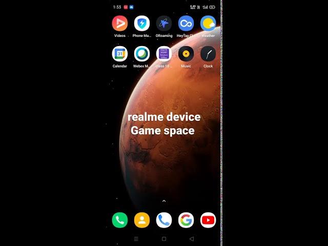 Realme device  game space in settings