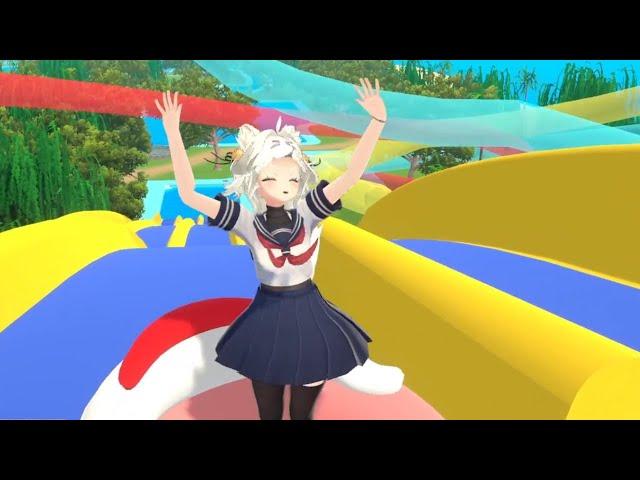 Watch me go down the slide like a proud father...