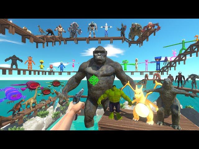 Parkour ZigZag Hunting Mountain Gorilla, Jumping in Lake with Bloop - Animal Revolt Battle Simulator