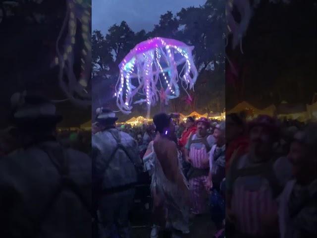 LED Jellyfish umbrella totem at Hog Farm Hideaway with the String Cheese Incident. #friends #dance