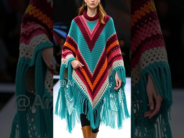 Latest Crochet poncho/cape/shawl designs/ideas knitted with wool#youtubeshorts#crochet#poncho#ideas