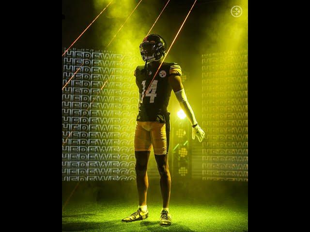 George Pickens, Calvin Austin III, DeMarvin Leal at Steelers Media Days video shoot 