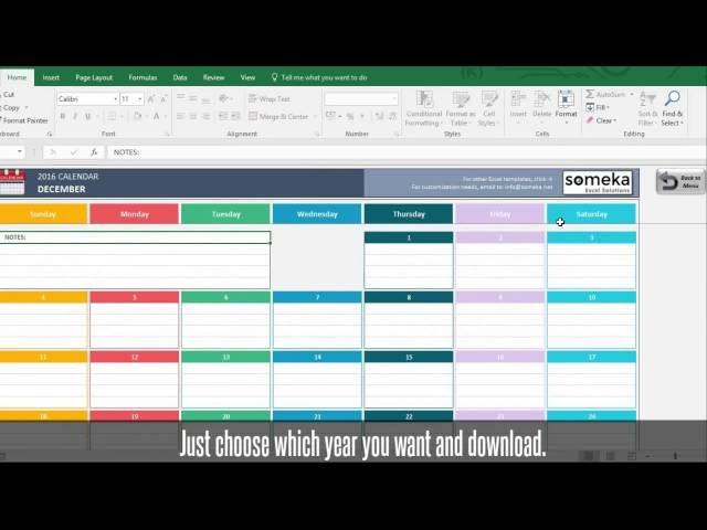 Dynamic Calendar Excel Template | Free Download Excel Calendar