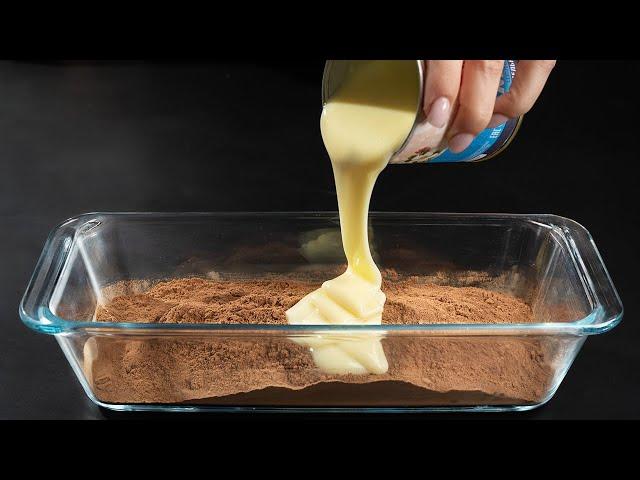 Kakao mit Kondensmilch mischen! Überraschen Sie Ihre Familie! Ein Dessert in 3 Minuten ohne Backen!