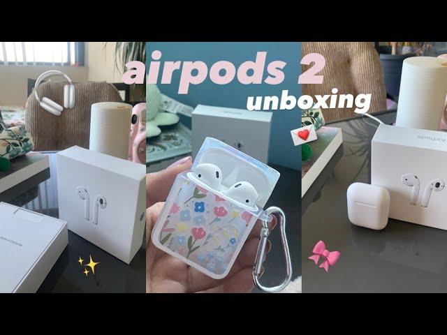 airpods UNBOXING  + cute cases  (aesthetic asmr) | airpods 2