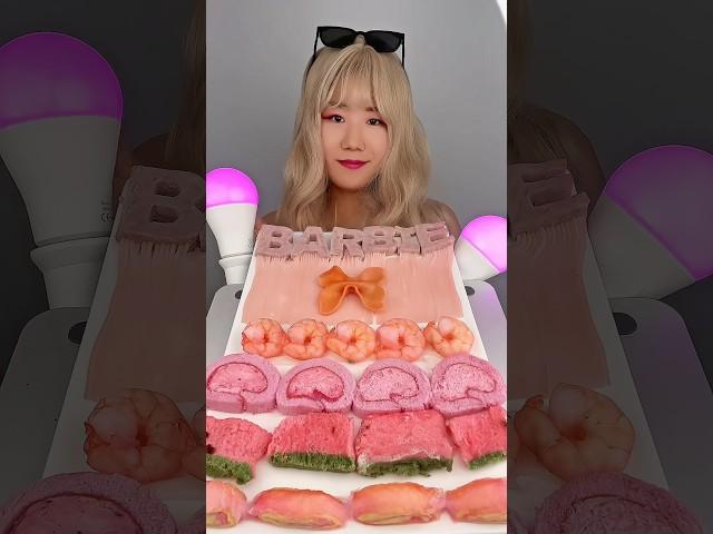 Pink barbie food 🩷mukbang