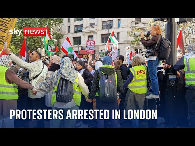 Police arrest 17 protesters during London demonstrations over Middle East conflict