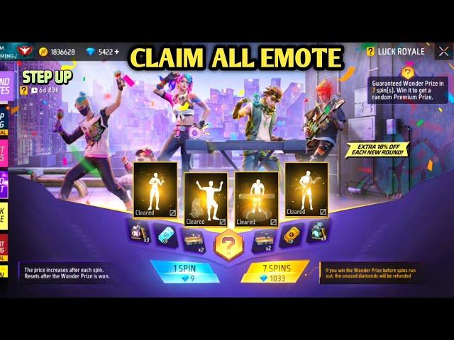 STEP UP NEW EMOTE ROYALE EVENT| FREE FIRE NEW EVENT| FF NEW EVENT | NEW FF EVENT | GARENA FREE FIRE