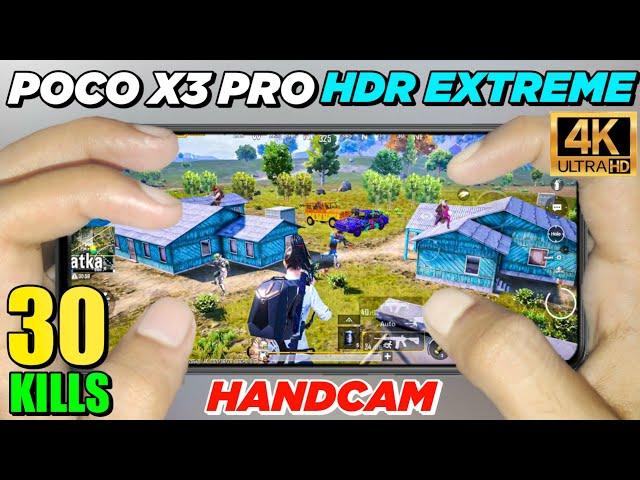 POCO X3 PRO PUBG HDR+EXTREME (4K) | 30 KILLS FULL HANDCAM GAMEPLAY | 5 Finger + Gyro Solo Vs Squad