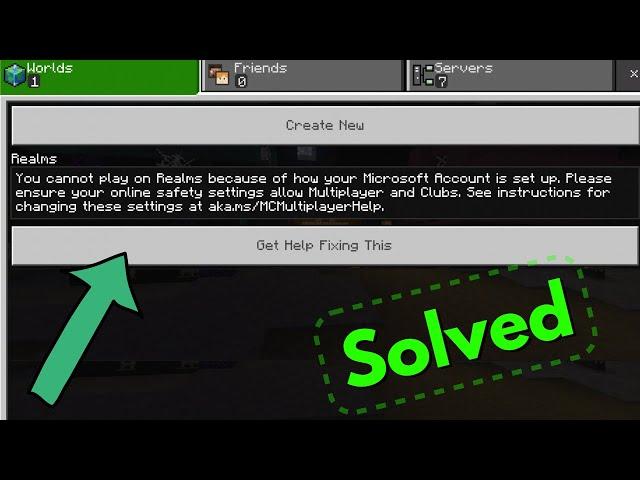 Fix you cannot play on realms because of how your microsoft account is set up minecraft pe