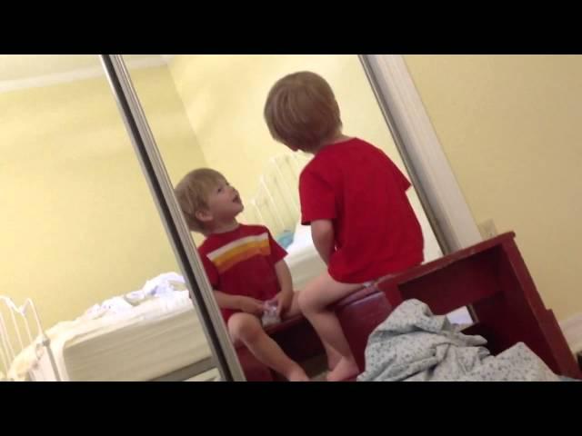 Baby in the mirror.