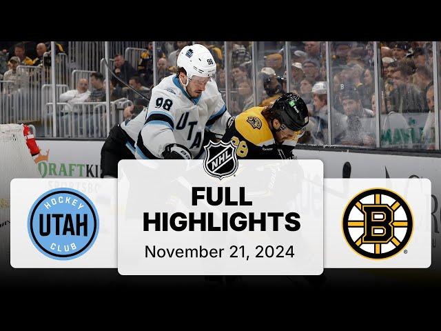 NHL Highlights | Utah Hockey Club vs. Bruins - November 21, 2024