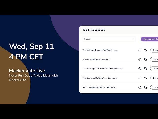 Maekersuite Live–Never Run Out of Video Ideas