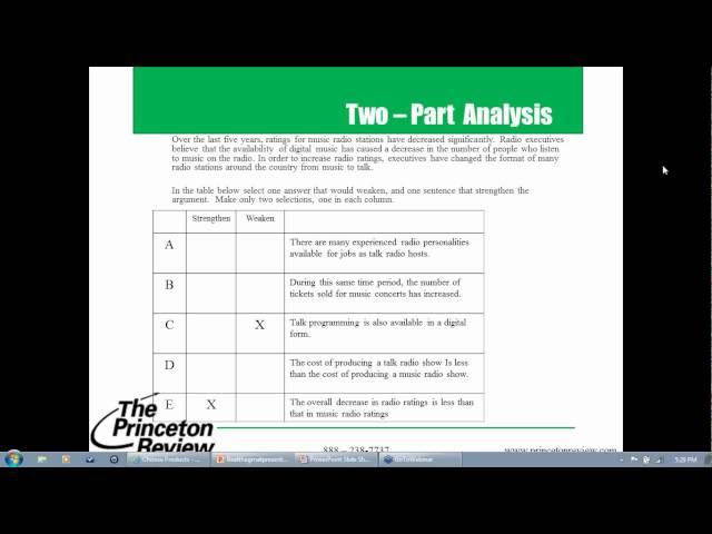 GMAT Integrated Reasoning - Two-Part Analysis Problems