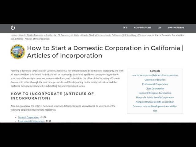 How to Start a Corporation in California | CA Secretary of State