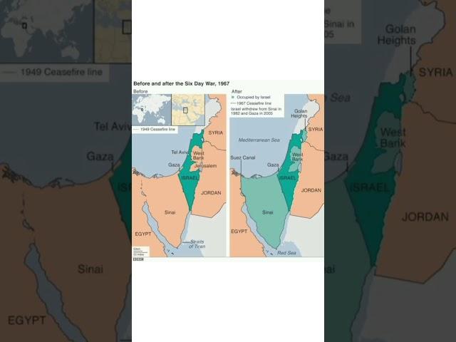 before and after 6 day war of 1967 Israel map