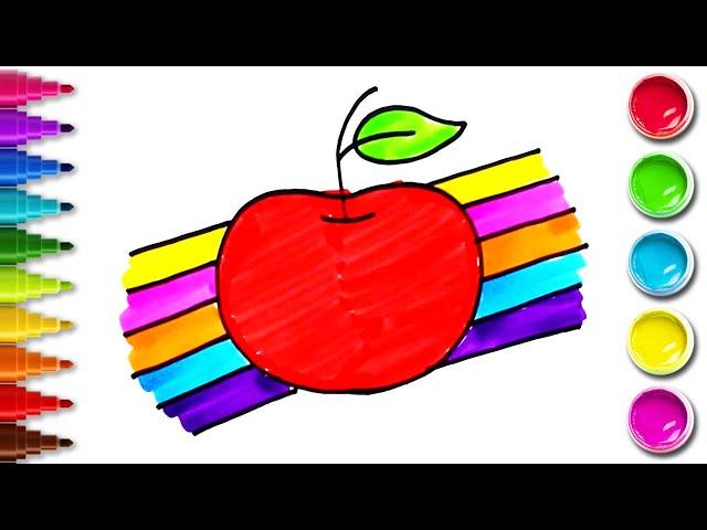 How To Draw Apple | Easy Drawing & Coloring For Kids | Chiki Art | HooplaKidz How To