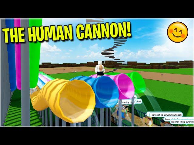 I Built HUMAN CANNONS with Water Slides in Roblox