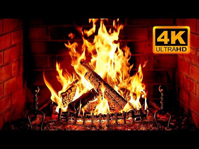  Cozy Fireplace 4K (12 HOURS). Fireplace with Crackling Fire Sounds. Fireplace Burning 4K