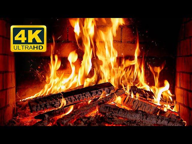  Cozy Fireplace 4K (12 HOURS). Fireplace with Crackling Fire Sounds. Crackling Fireplace 4K