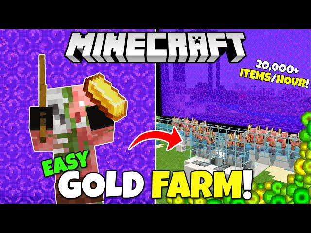 NEW GOLD FARM Tutorial! 20,000 Items/Hour! Minecraft Bedrock (MCPE Xbox PS5 PC)