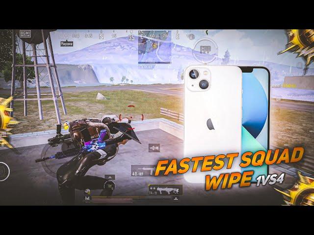 Fastest Squad Wipe | 1v4 Clutches | IPhone 13 BGMi Gameplay