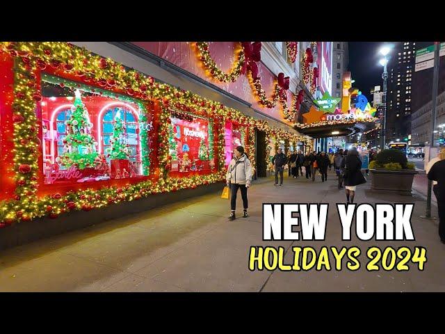 NEW YORK CITY Walking Tour [4K] - NEW YORK HOLIDAYS 2024 ... Early Christmas Lights Tour