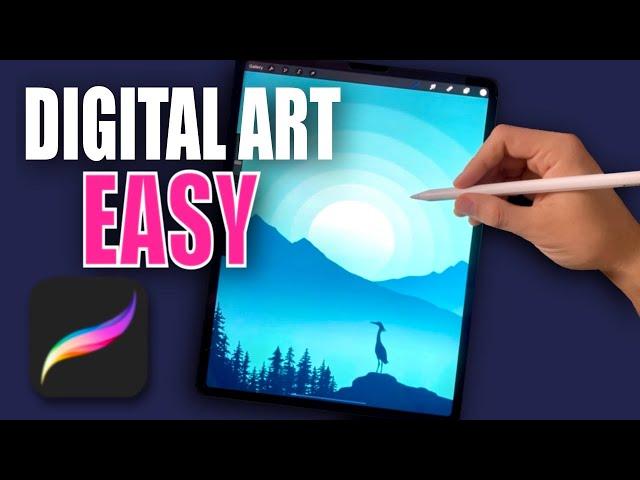 EASY LANDSCAPE DRAWING IN PROCREATE (#shorts)