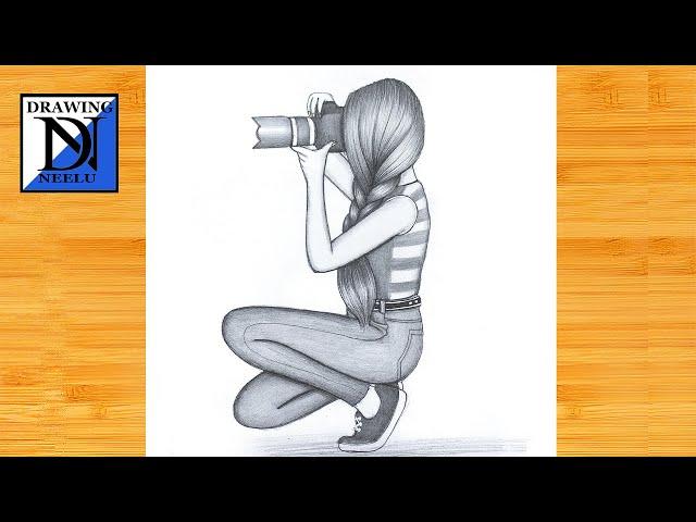 How to draw a Sitting Girl Photography || Pencil sketch for beginner || Drawing tutorial || Drawing