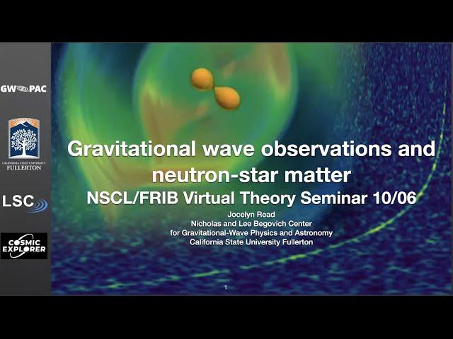 Gravitational wave observations and neutron-star matter — Jocelyn Read