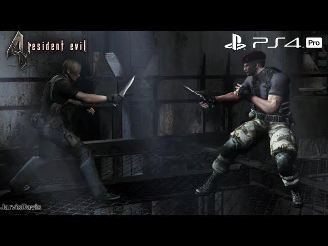 Resident Evil 4 (PS4 PRO) Leon vs Krauser Knife Fight [1080P 60FPS]