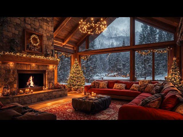 Cozy Christmas Ambience  Relaxing Christmas Jazz Instrumental Music & Crackling Fireplace Sounds 