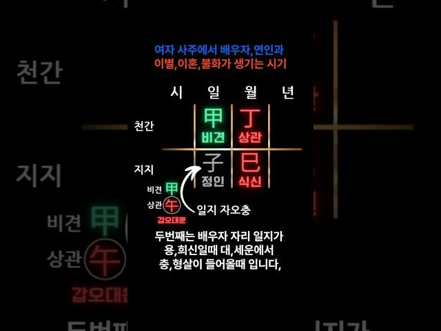 여자 사주에서 배우자,연인과 이별,이혼,불화가 생기는 시기 #사주 #shorts #이별 #이혼 #운세 #궁합 #사주팔자 #사주상담