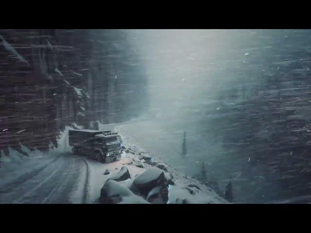 A Truck Stuck in Darkstone Canyon - Deep Sleep with Blizzard and Wind Sounds for Sleeping