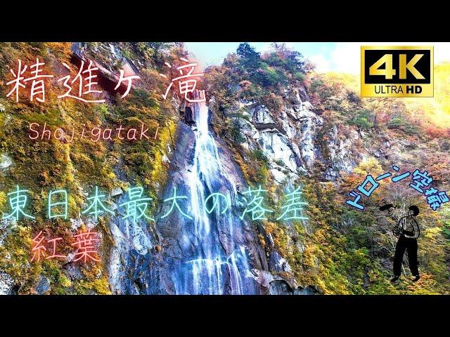 精進ヶ滝　ドローン空撮【4K】東日本最大落差の滝と紅葉　#石空川