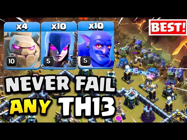 Never Fail ! Th13 Golem Witch Bowler + 10 Zap Spell | Best Th13 Attack Strategy in (Clash of Clans)