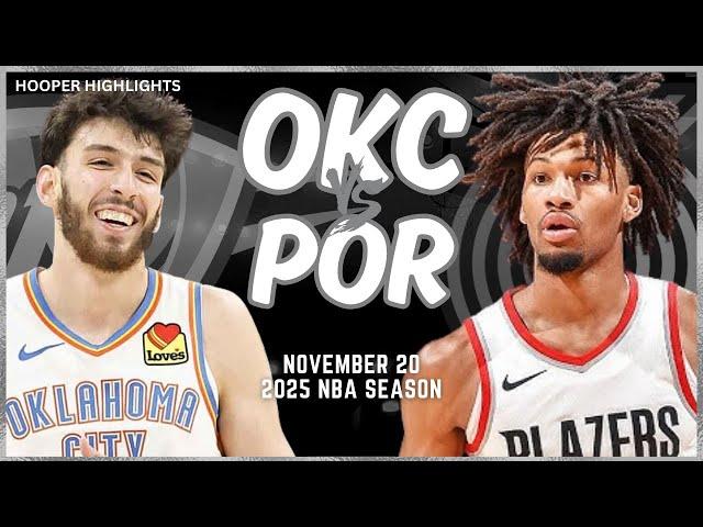 Oklahoma City Thunder vs Portland Trail Blazers Full Game Highlights | Nov 20 | 2025 NBA Season