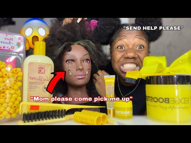 Doing my Mannequin THICK NAPPY Hair Only using Yellow Products