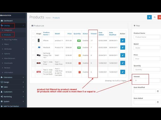 Admin Product Column+Filter+Sort By Date Added Modified Viewed - OpencartTools