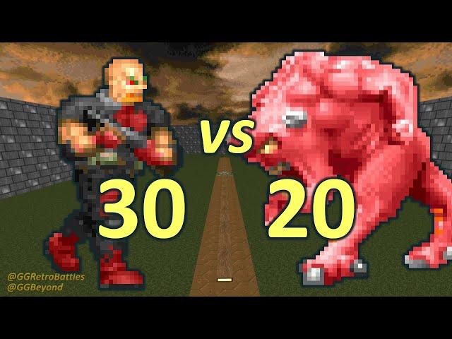 30 Sergeants vs 20 Demons - Monster Infighting - Doom Retro Battles