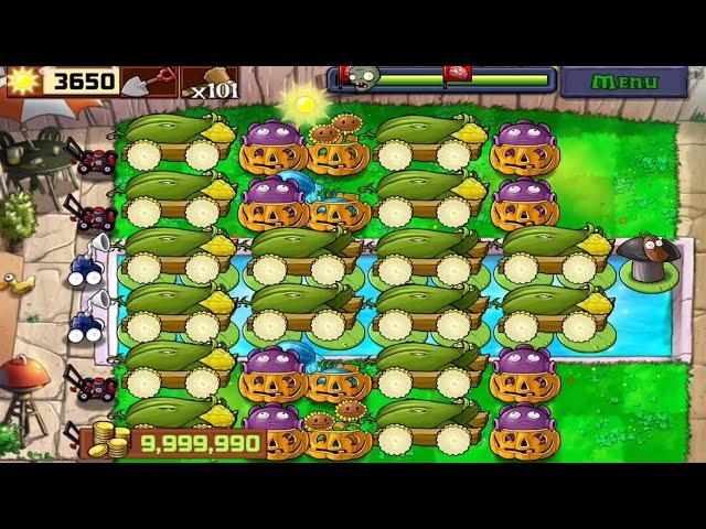 Plants vs Zombies Survival Endless - Building 16 Cobs Strategy