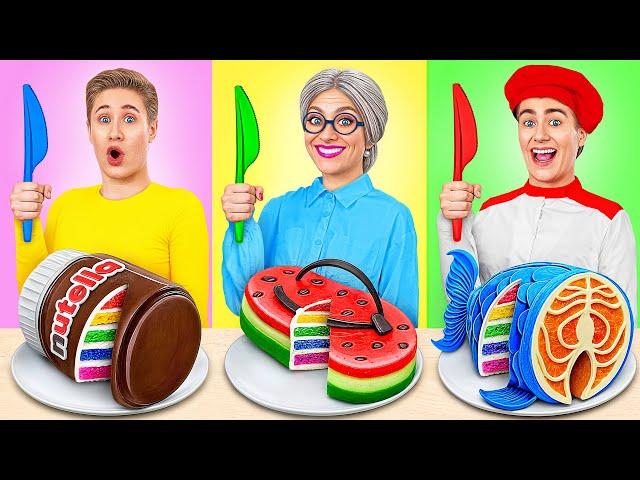 Me vs Grandma Cooking Challenge | Cake vs Real Food Challenge by Multi DO Joy