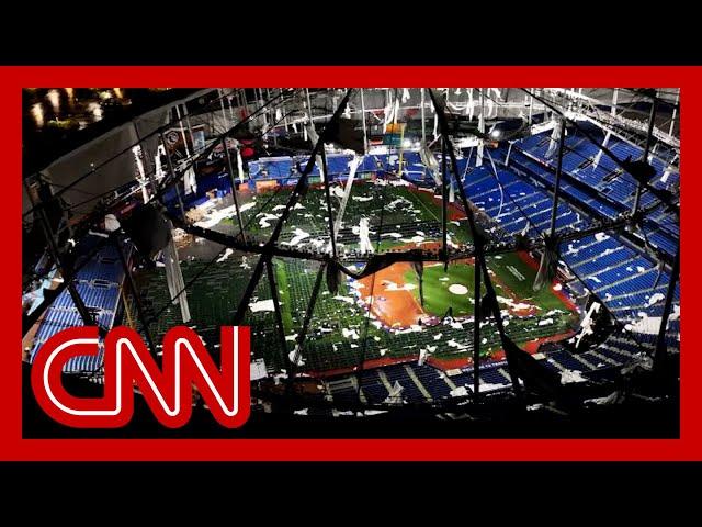 'Surreal to see': Tropicana Field roof shredded by Hurricane Milton