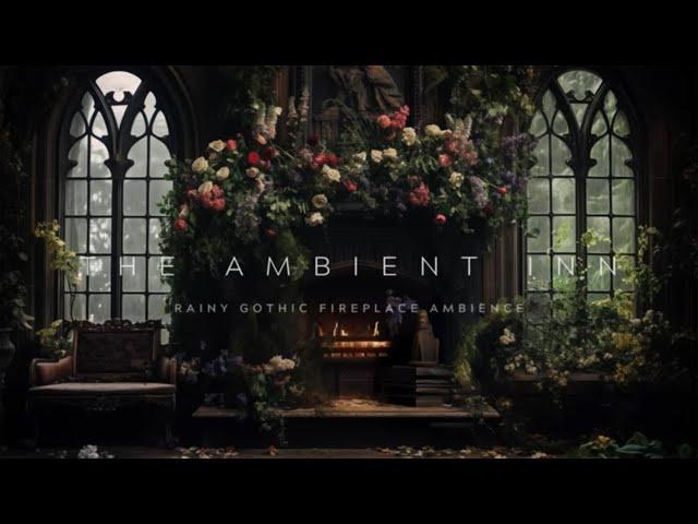 Gothic Fireplace Ambience | 10 Hours of Rain & Crackling Fire Sounds | Victorian ASMR White Noise