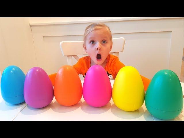 Alisa hunts Big colored eggs surprises