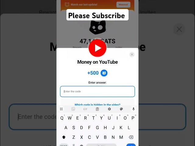 Money on YouTube | Cats Youtube Code Today | 28 October Cats video code