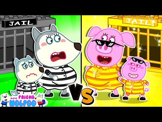 Prison Escape & Gold vs Black Challenge with Wolfoo and Piggy  Kids Videos