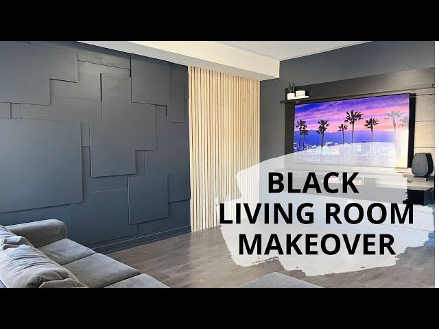 Black Living Room Makeover Part 2 + REVEAL!! | Geometric Accent wall