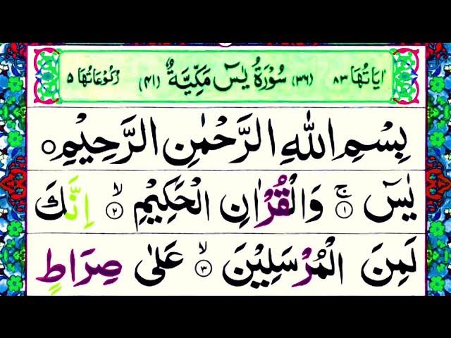 036 Surah Yaseen Fast Recitation| Surah Yaseen with Colourful Arabic HD Text and best Voice