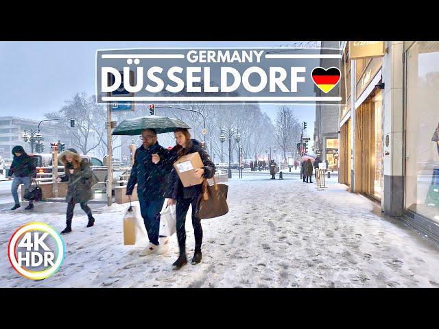 ️ Heavy Snowfall in Düsseldorf Germany, January 2024 Walk in 4K HDR 60fps